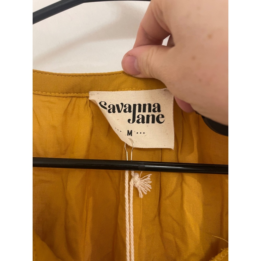 Savanna Jane NWT Gold Embroidered Boho Tank Top Summer Indie - Picture 3 of 6